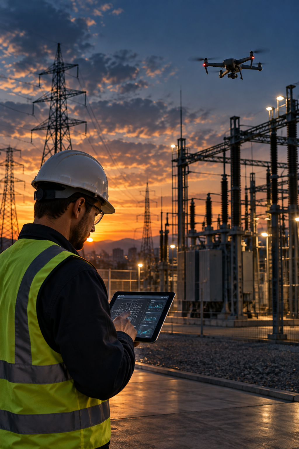Profissional de engenharia analisando ativos em campo